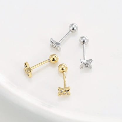 1 Pair Simple Style Classic Style Star Inlay Sterling Silver Rhinestones Ear Studs