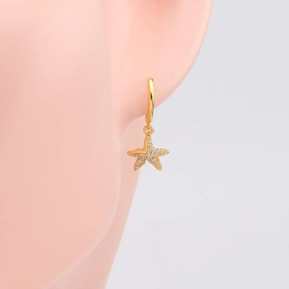 1 Pair Simple Style Classic Style Star Inlay Sterling Silver Zircon Drop Earrings