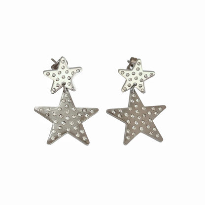 1 Pair Simple Style Classic Style Star Inlay Titanium Steel Rhinestones Drop Earrings