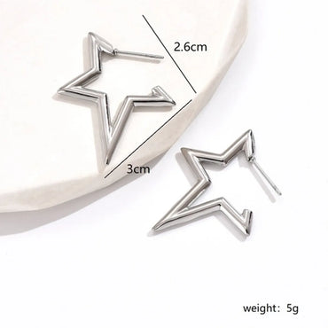 1 Pair Simple Style Classic Style Star Leaves Heart Shape Pleated Stainless Steel Earrings Ear Studs