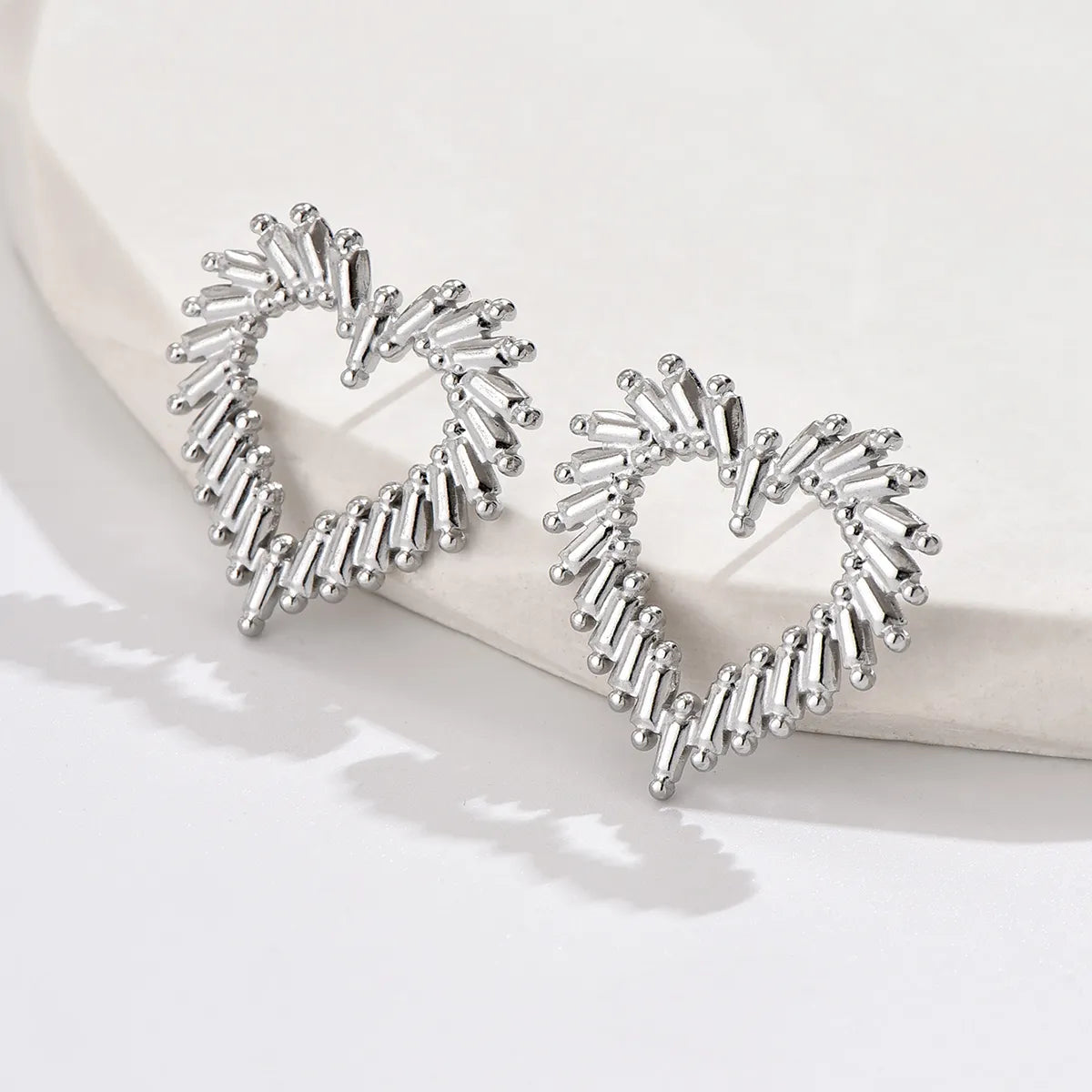 1 Pair Simple Style Classic Style Star Leaves Heart Shape Pleated Stainless Steel Earrings Ear Studs