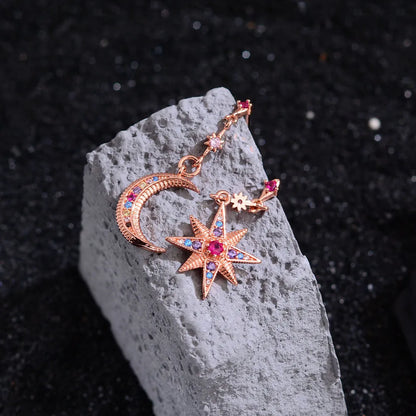 1 Pair Simple Style Classic Style Star Moon Copper Drop Earrings