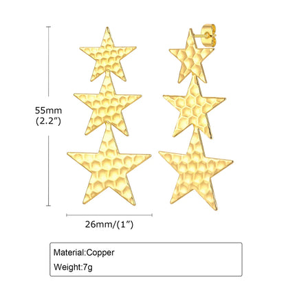 1 Pair Simple Style Classic Style Star Plating Copper Gold Plated Drop Earrings