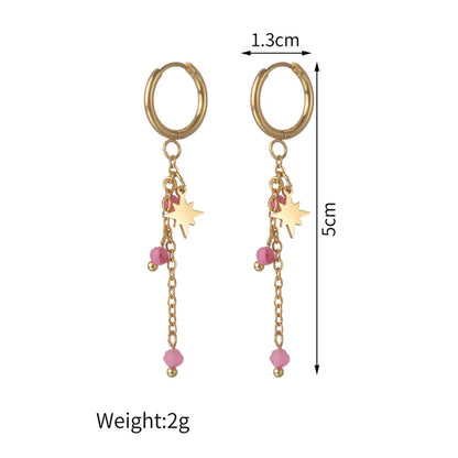 1 Pair Simple Style Classic Style Star Plating Titanium Steel Drop Earrings