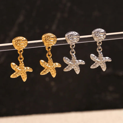 1 Pair Simple Style Classic Style Starfish 304 Stainless Steel Drop Earrings