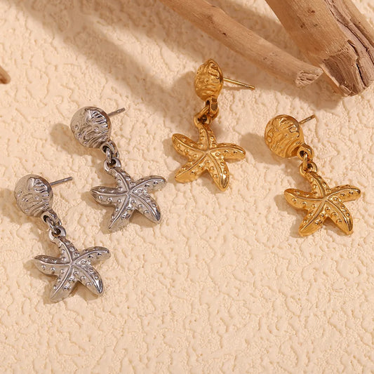 1 Pair Simple Style Classic Style Starfish 304 Stainless Steel Drop Earrings