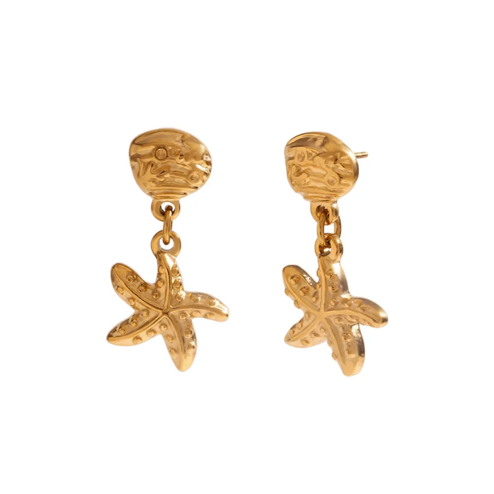 1 Pair Simple Style Classic Style Starfish 304 Stainless Steel Drop Earrings