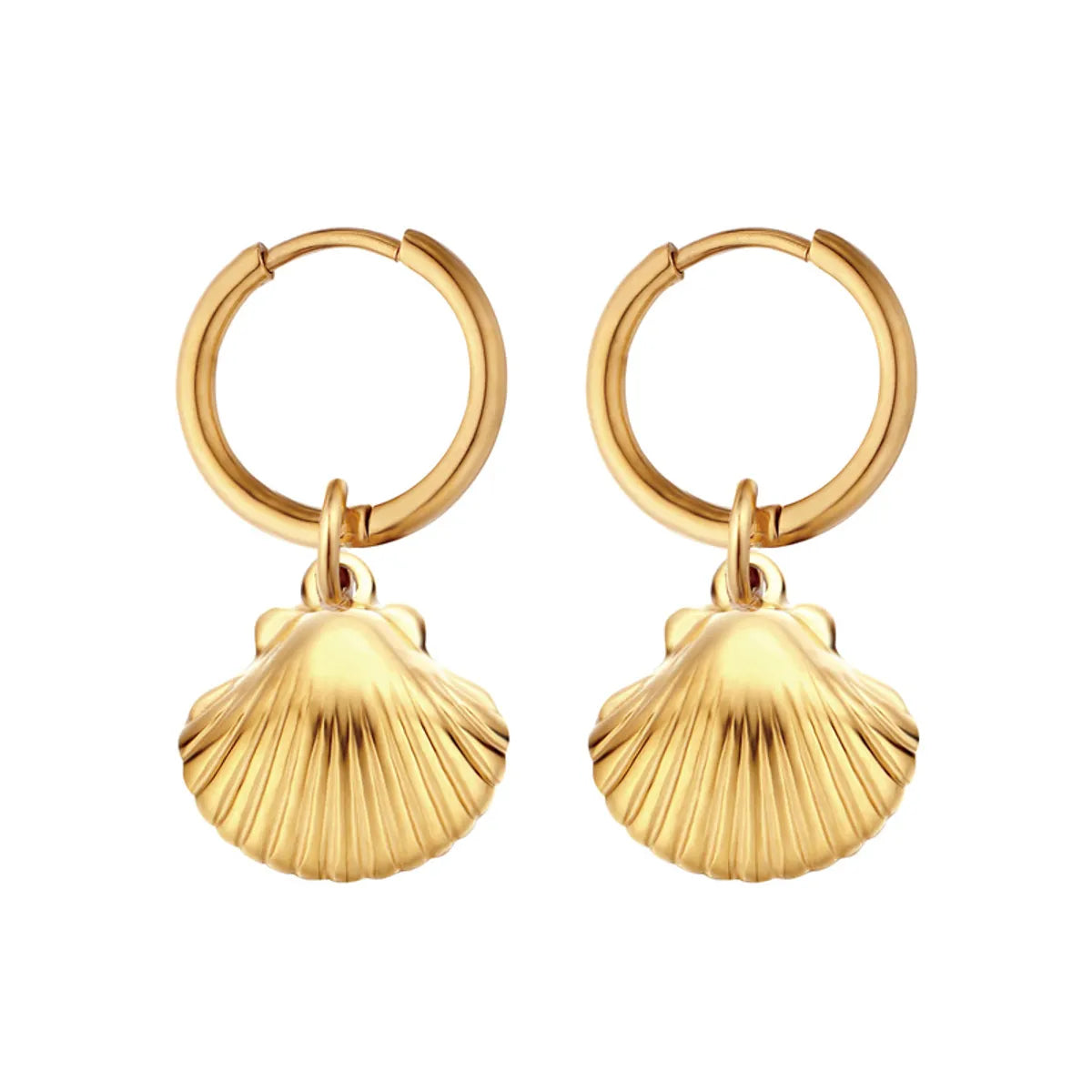 1 Pair Simple Style Classic Style Starfish Conch Shell Plating Stainless Steel Gold Plated Earrings