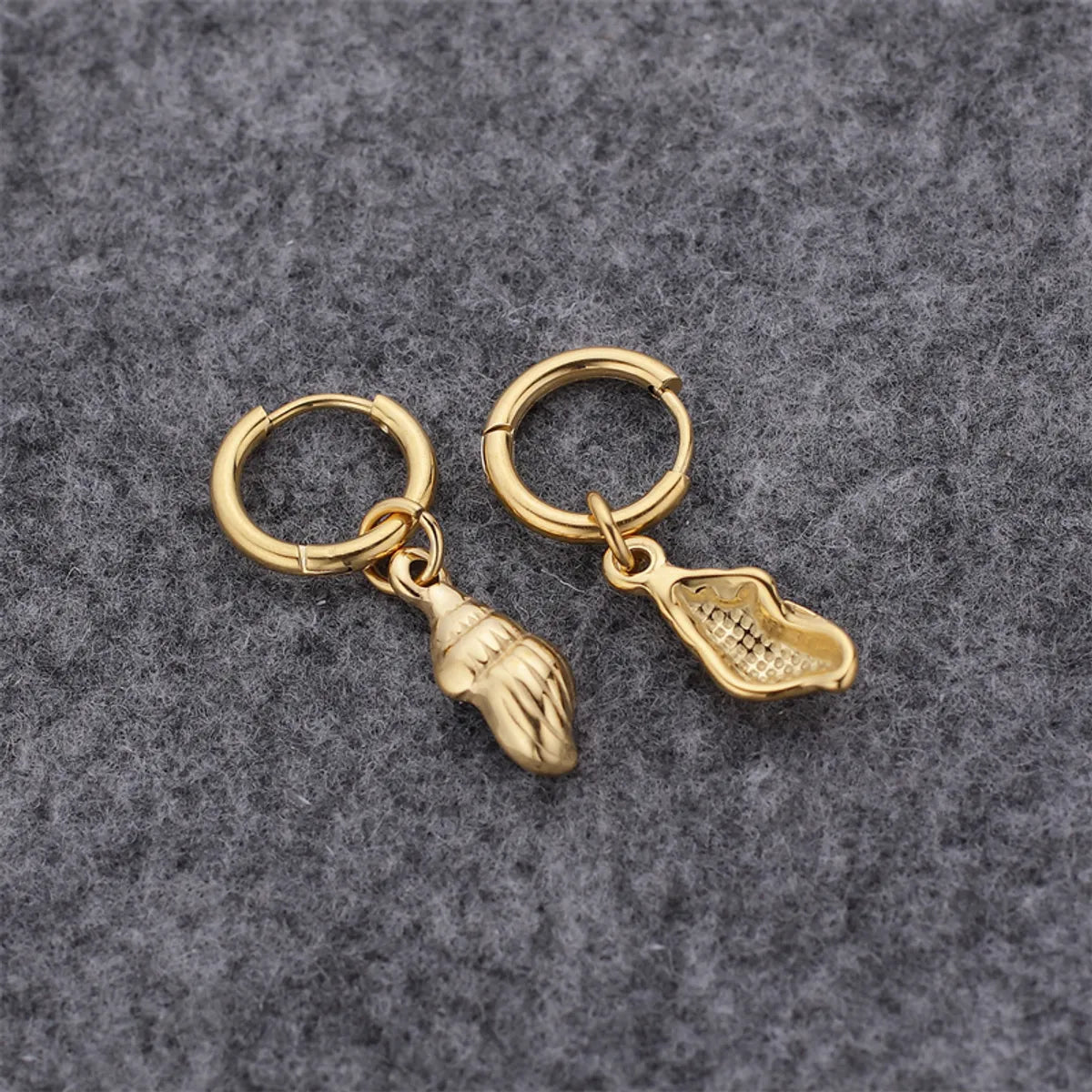 1 Pair Simple Style Classic Style Starfish Conch Shell Plating Stainless Steel Gold Plated Earrings