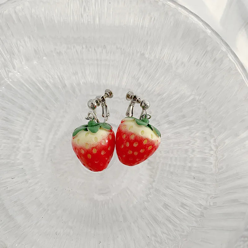 1 Pair Simple Style Classic Style Strawberry Inlay Resin Resin Drop Earrings