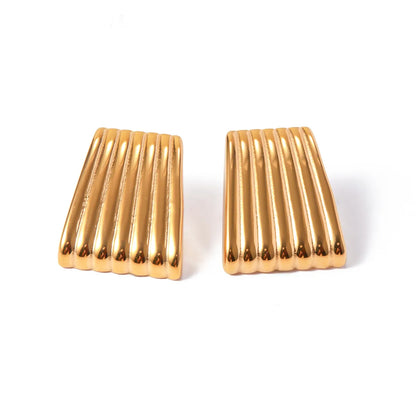 1 Pair Simple Style Classic Style Stripe Plating 316 Stainless Steel  18K Gold Plated Ear Studs