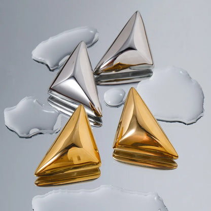 1 Pair Simple Style Classic Style Triangle Plating Stainless Steel 18K Gold Plated Ear Studs