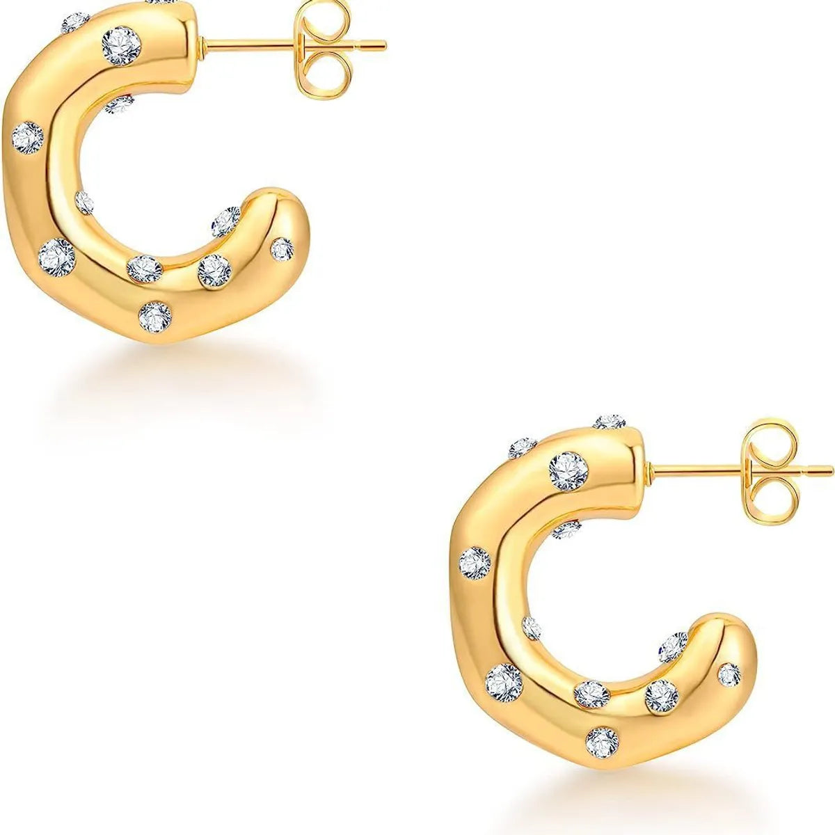 1 Pair Simple Style Classic Style U Shape Inlay Titanium Steel Zircon Earrings