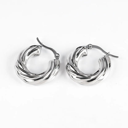 1 Pair Simple Style Classic Style U Shape Solid Color Polishing Plating 304 Stainless Steel 18K Gold Plated Hoop Earrings