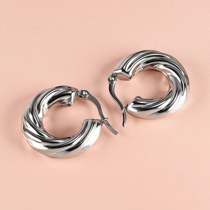 1 Pair Simple Style Classic Style U Shape Solid Color Polishing Plating 304 Stainless Steel 18K Gold Plated Hoop Earrings