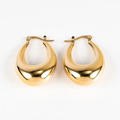 1 Pair Simple Style Classic Style U Shape Solid Color Polishing Plating 304 Stainless Steel 18K Gold Plated Hoop Earrings