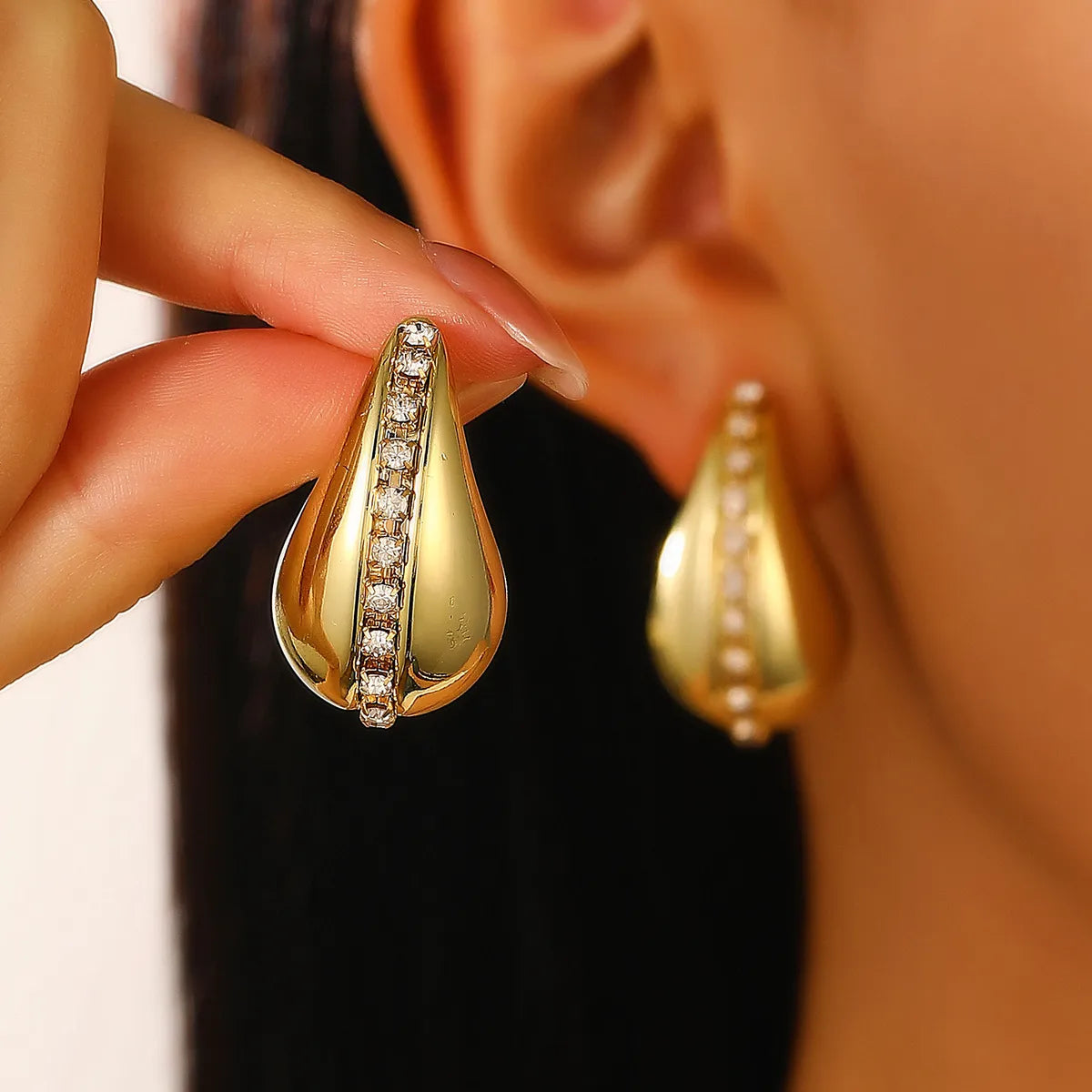 1 Pair Simple Style Classic Style Water Droplets CCB Ear Studs