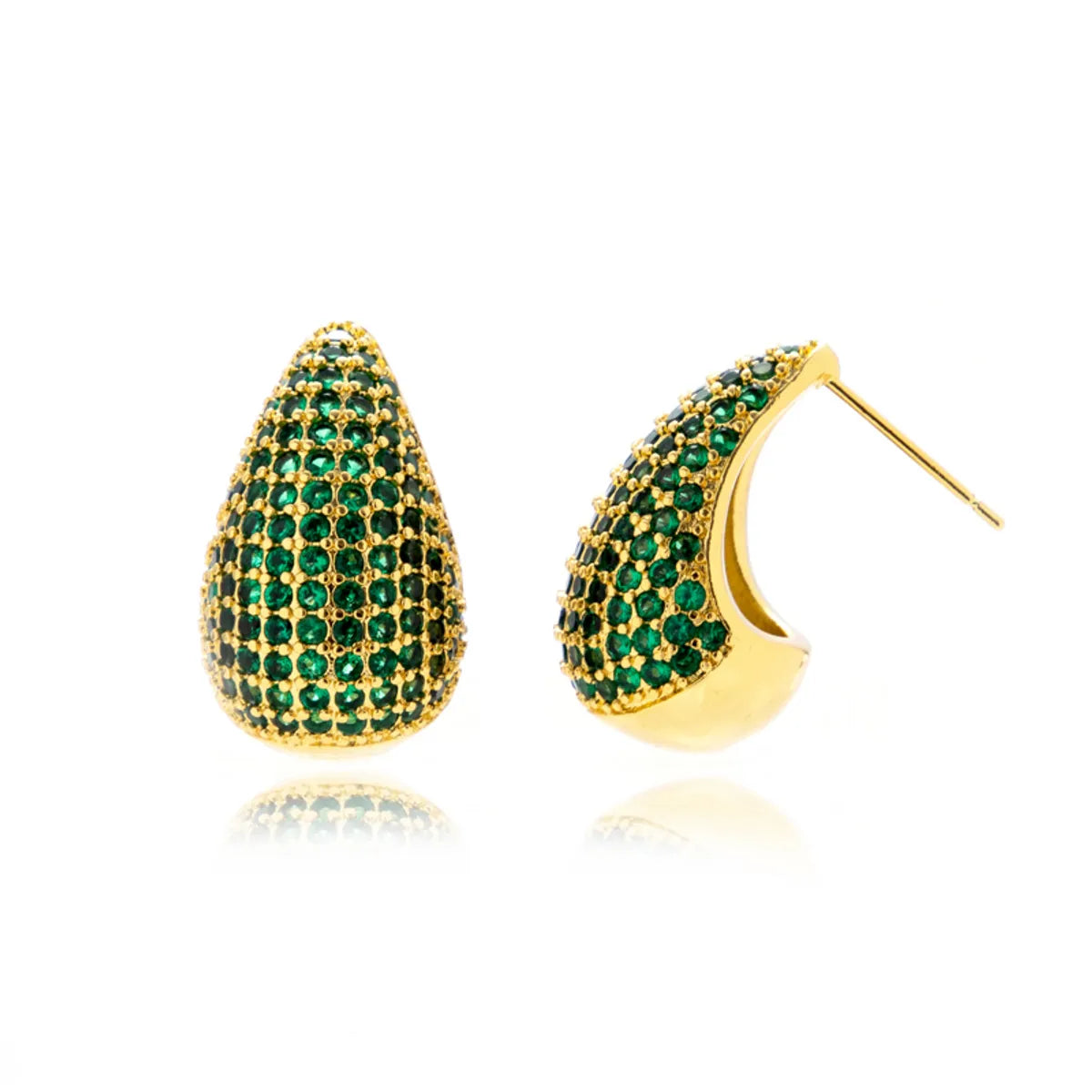 1 Pair Simple Style Classic Style Water Droplets Enamel Plating Inlay Copper Rhinestones 18k Gold Plated Ear Studs