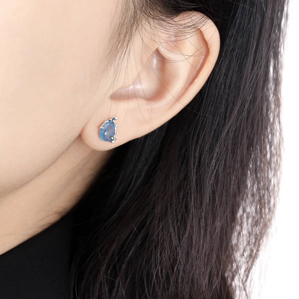 1 Pair Simple Style Classic Style Water Droplets Inlay Sterling Silver Crystal Ear Studs