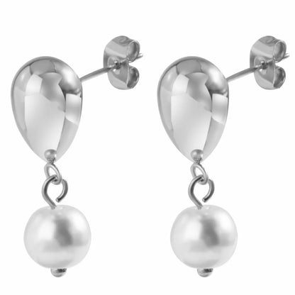 1 Pair Simple Style Classic Style Water Droplets Plating 304 Stainless Steel 18K Gold Plated Drop Earrings