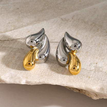 1 Pair Simple Style Classic Style Water Droplets Plating 316 Stainless Steel  18K Gold Plated Ear Studs