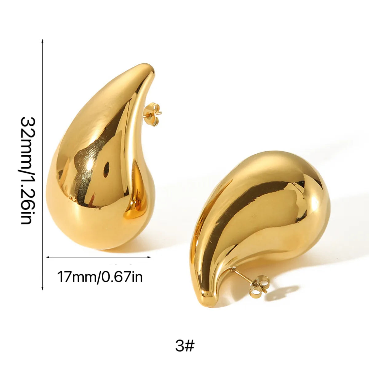 1 Pair Simple Style Classic Style Water Droplets Plating 316L Stainless Steel  18K Gold Plated Ear Studs