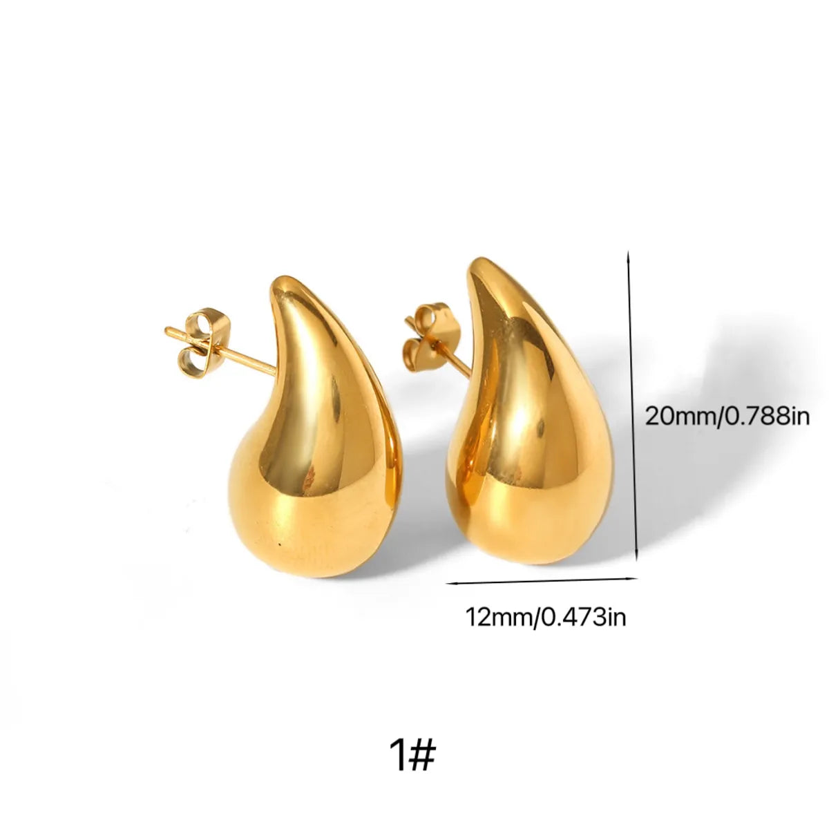 1 Pair Simple Style Classic Style Water Droplets Plating 316L Stainless Steel  18K Gold Plated Ear Studs