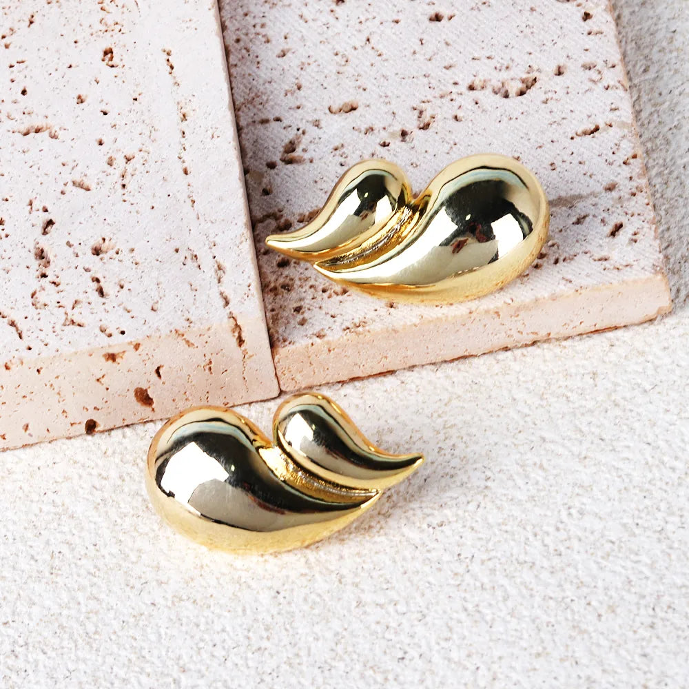 1 Pair Simple Style Classic Style Water Droplets Plating Copper Brass White Gold Plated Gold Plated Ear Studs