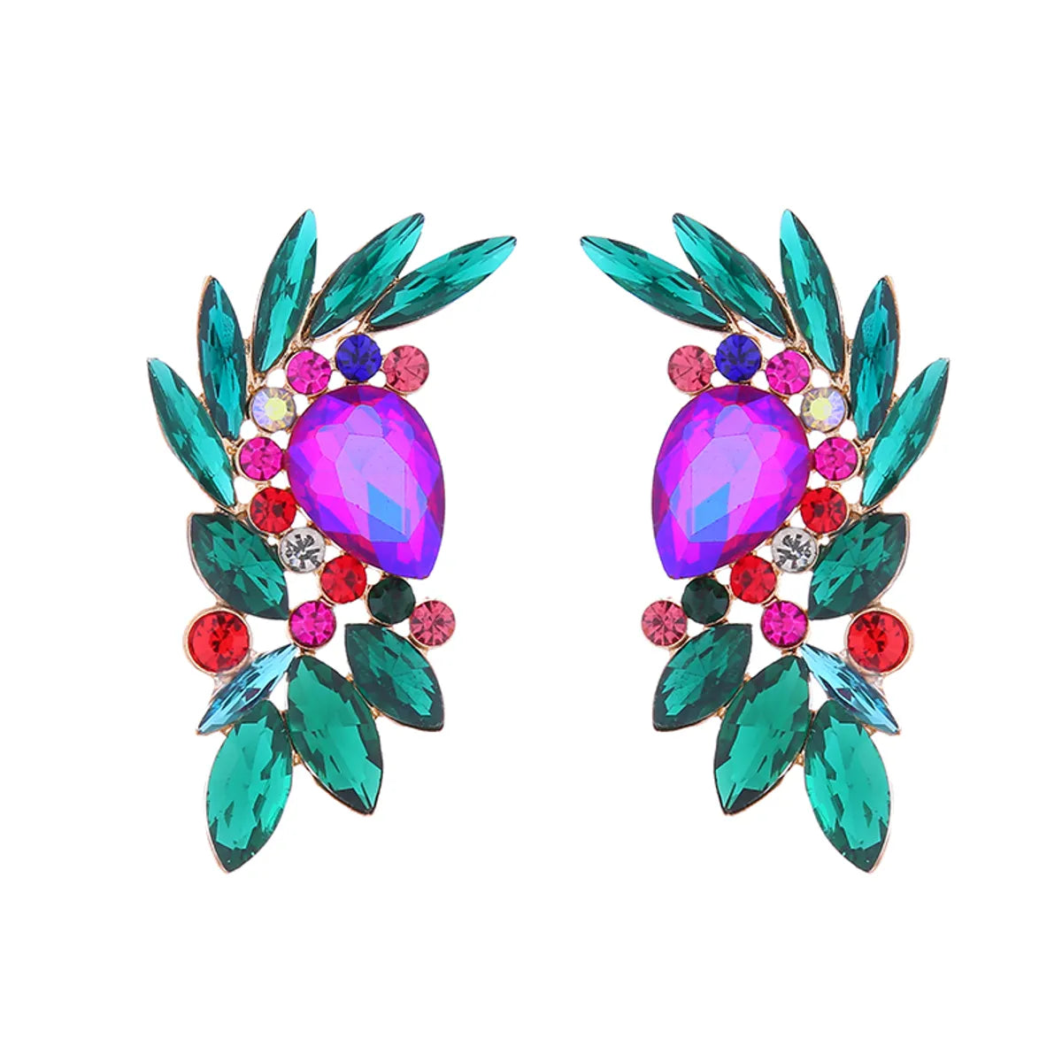 1 Pair Simple Style Classic Style Water Droplets Plating Inlay Alloy Rhinestones Gold Plated Ear Studs