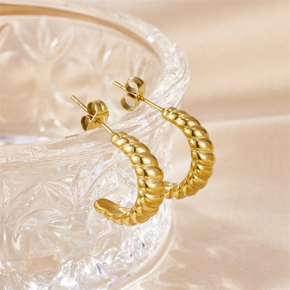 1 Pair Simple Style Classic Style Water Droplets Plating Stainless Steel 18k Gold Plated Earrings