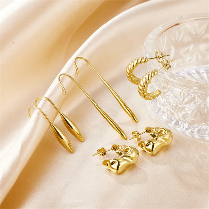 1 Pair Simple Style Classic Style Water Droplets Plating Stainless Steel 18k Gold Plated Earrings