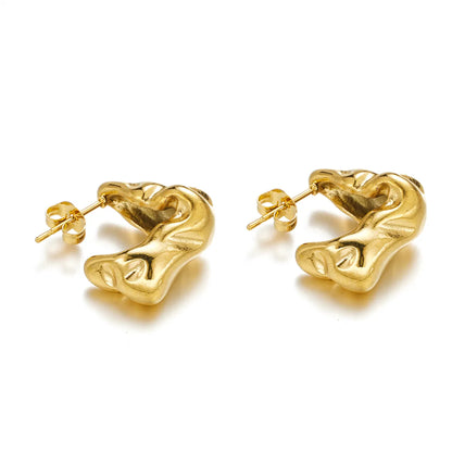 1 Pair Simple Style Classic Style Water Droplets Plating Stainless Steel 18k Gold Plated Earrings