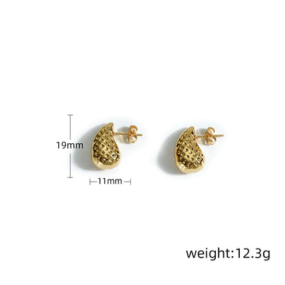 1 Pair Simple Style Classic Style Water Droplets Waves Plating 304 Stainless Steel 18K Gold Plated Ear Studs