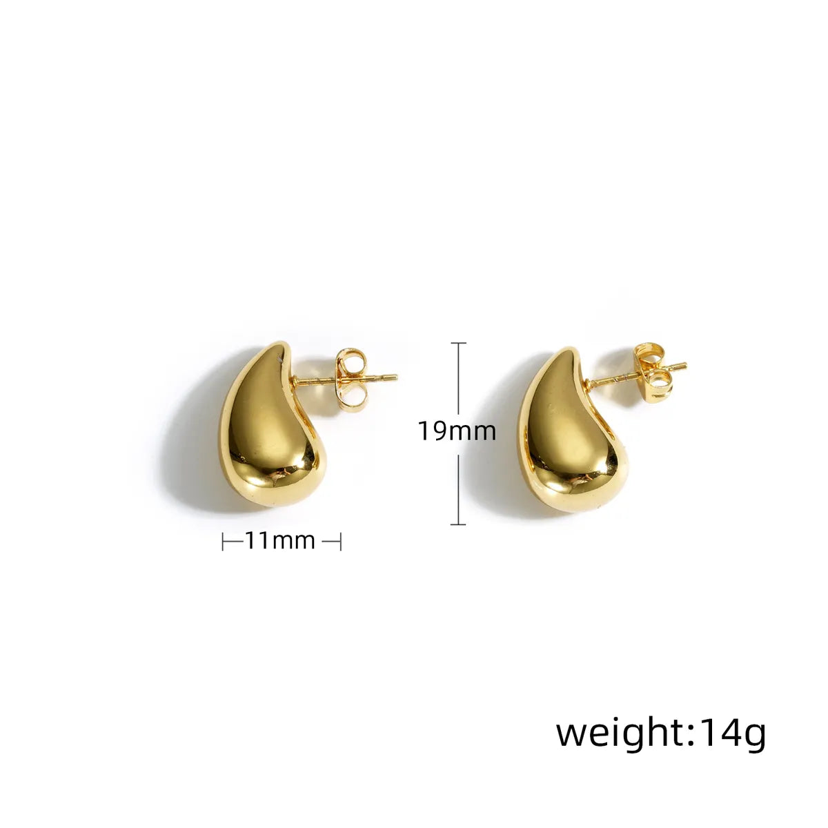 1 Pair Simple Style Classic Style Water Droplets Waves Plating 304 Stainless Steel 18K Gold Plated Ear Studs