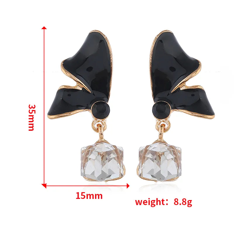 1 Pair Simple Style Classic Style Wings Inlay Alloy Rhinestones Drop Earrings