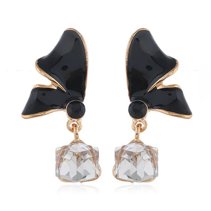 1 Pair Simple Style Classic Style Wings Inlay Alloy Rhinestones Drop Earrings