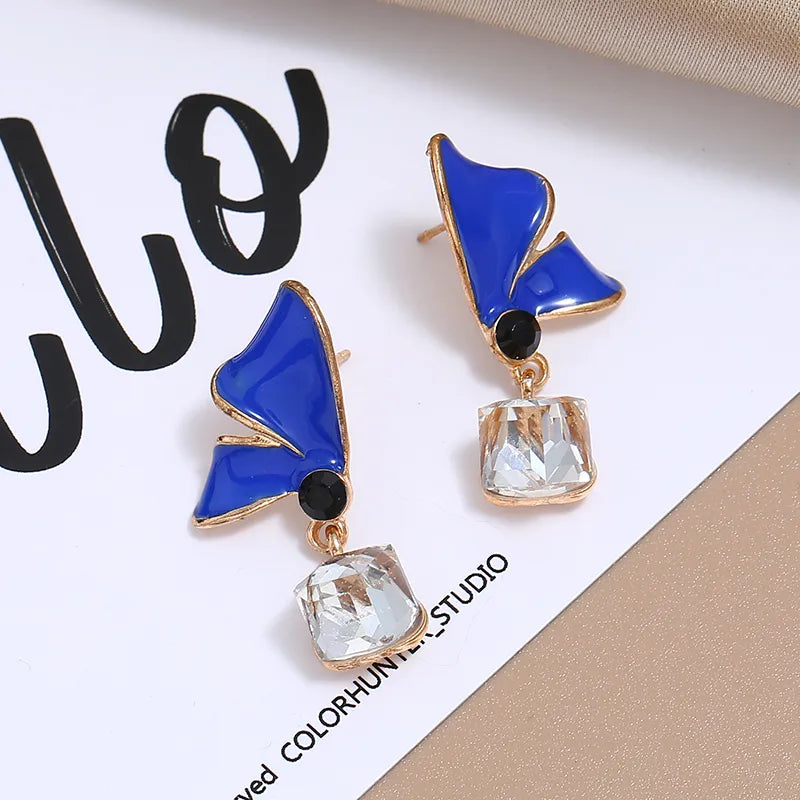 1 Pair Simple Style Classic Style Wings Inlay Alloy Rhinestones Drop Earrings