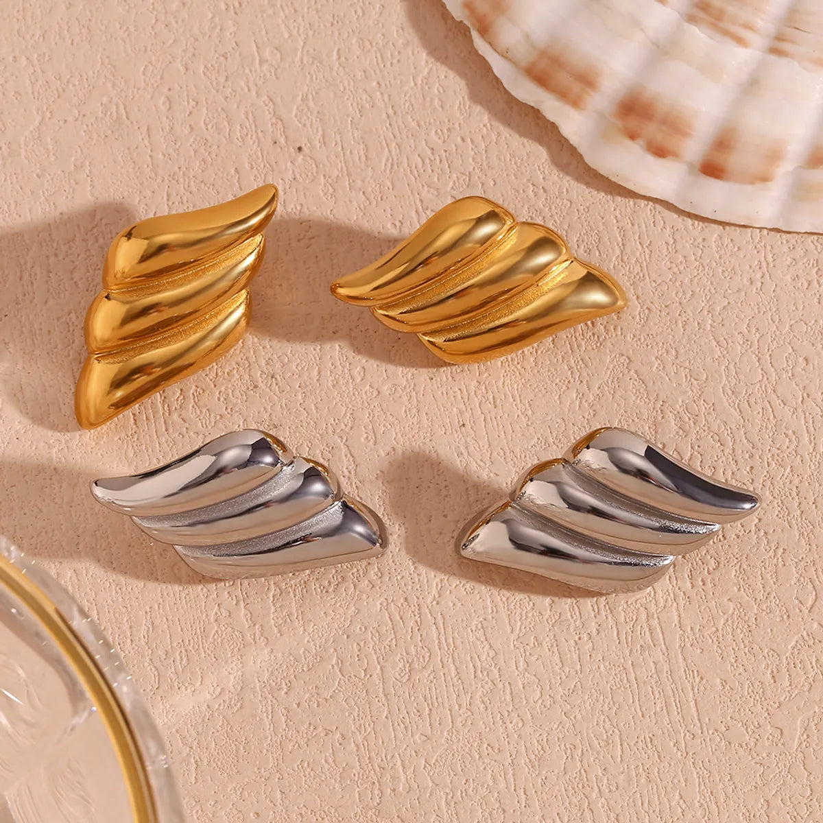 1 Pair Simple Style Classic Style Wings Plating 304 Stainless Steel 18K Gold Plated Ear Studs