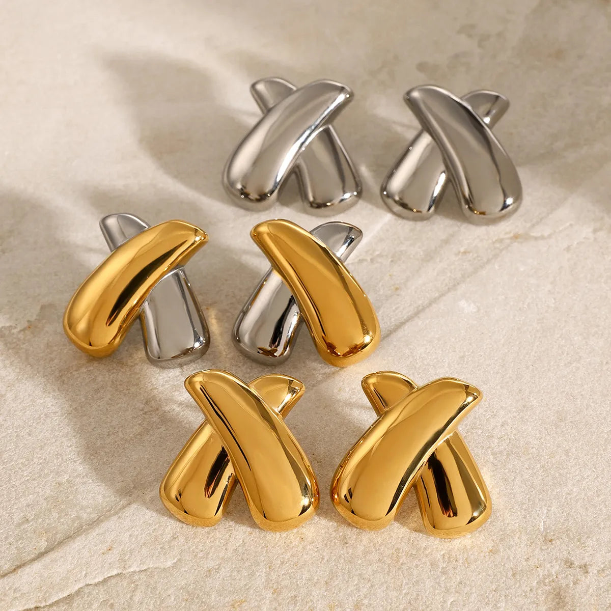 1 Pair Simple Style Classic Style X-Shaped 316 Stainless Steel  Ear Studs