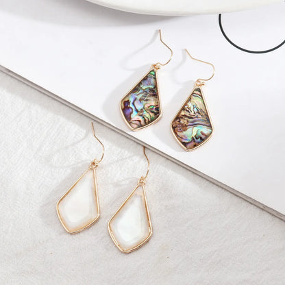 1 Pair Simple Style Color Block Alloy Inlay Shell Women's Drop Earrings