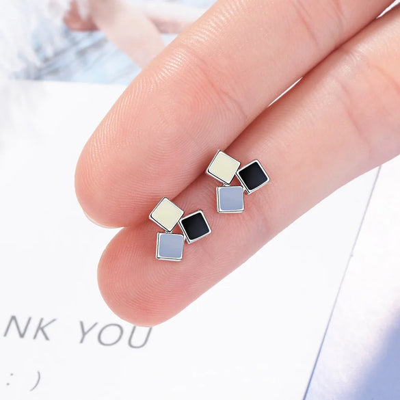 1 Pair Simple Style Color Block Epoxy Copper Ear Studs