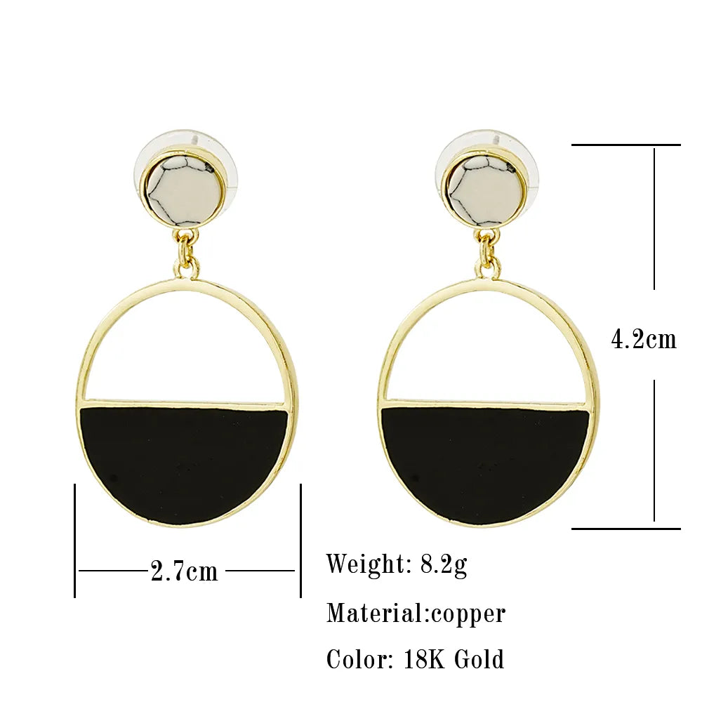 1 Pair Simple Style Color Block Inlay Copper Turquoise 18k Gold Plated Dangling Earrings