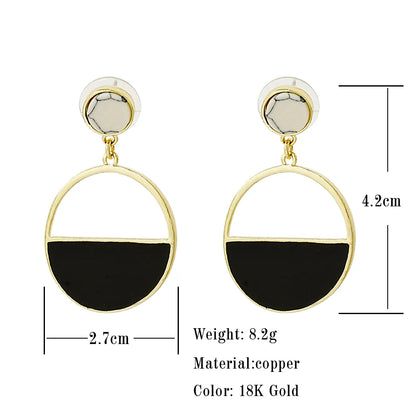 1 Pair Simple Style Color Block Inlay Copper Turquoise 18k Gold Plated Dangling Earrings