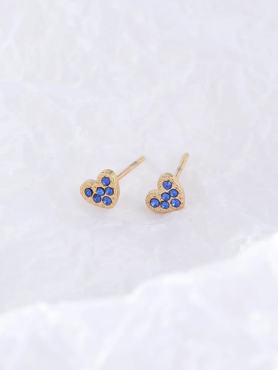 1 Pair Simple Style Color Block Inlay Stainless Steel Zircon Ear Studs