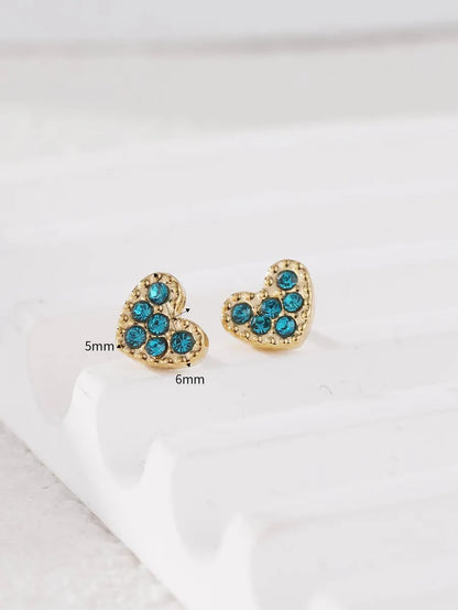 1 Pair Simple Style Color Block Inlay Stainless Steel Zircon Ear Studs