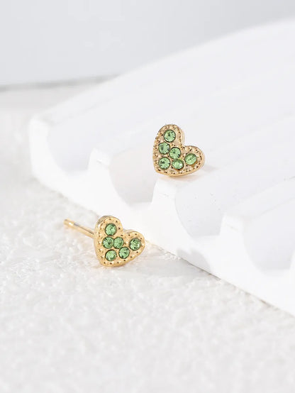 1 Pair Simple Style Color Block Inlay Stainless Steel Zircon Ear Studs