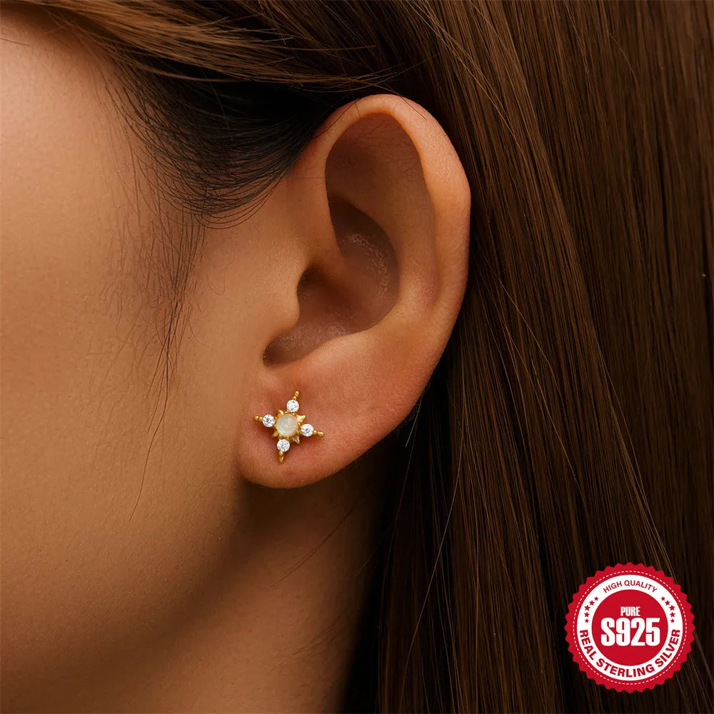 1 Pair Simple Style Color Block Inlay Sterling Silver Rhinestones Ear Studs