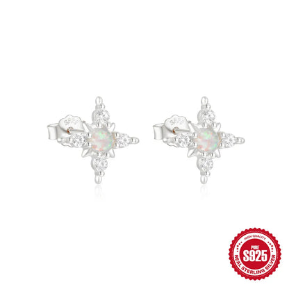 1 Pair Simple Style Color Block Inlay Sterling Silver Rhinestones Ear Studs