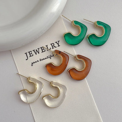 1 Pair Simple Style Color Block Irregular Arylic Ear Studs