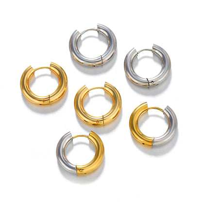 1 Pair Simple Style Color Block Metal Button Stainless Steel 18k Gold Plated Earrings